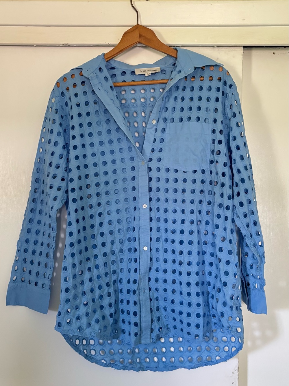 SOLID & STRIPED Light Blue Eyelet Button-Down Shirt